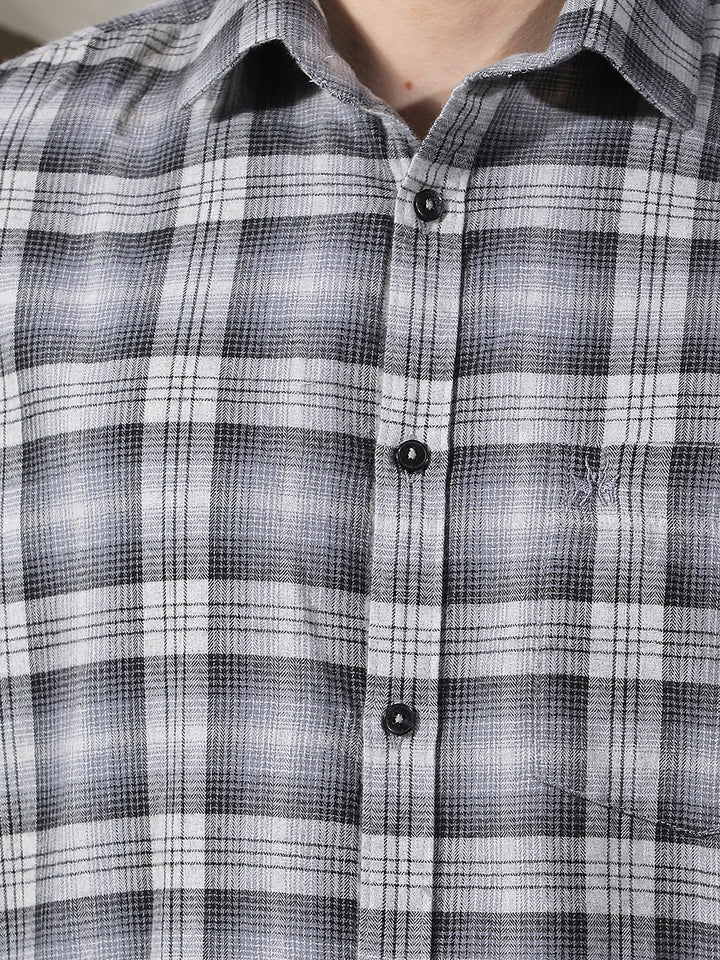 Grey Checked 100% Cotton Shirt