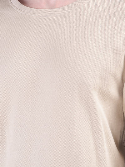 Sleek Beige 100% Cotton Sweatshirt