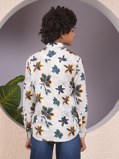 Brown Floral Print Kurta