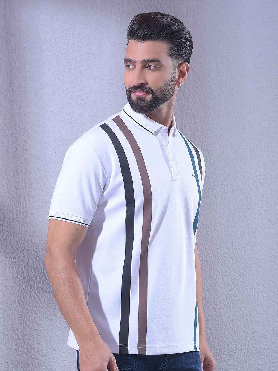 White Vertical Striped T-Shirt