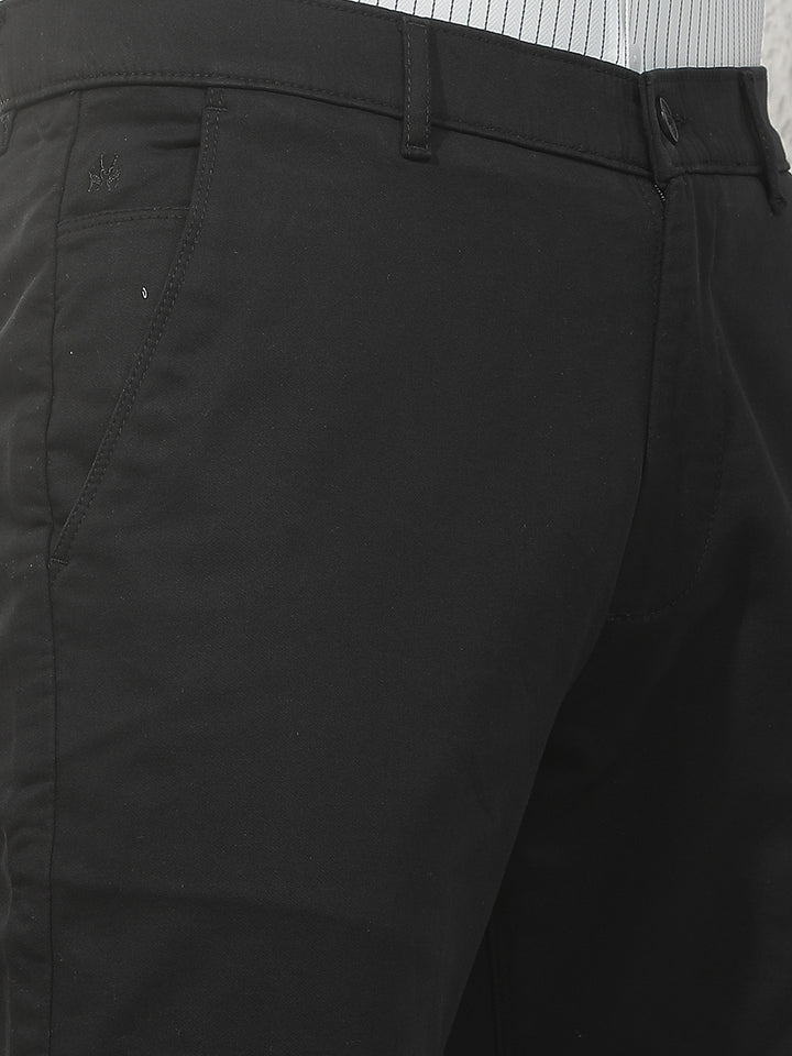 Sleek Obsidian Black Straight Trousers