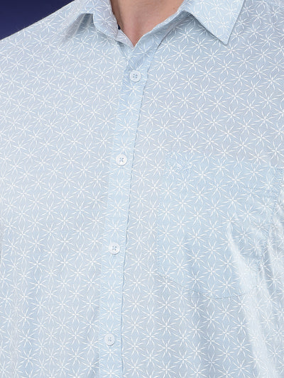 Blue Floral Printed Shirt