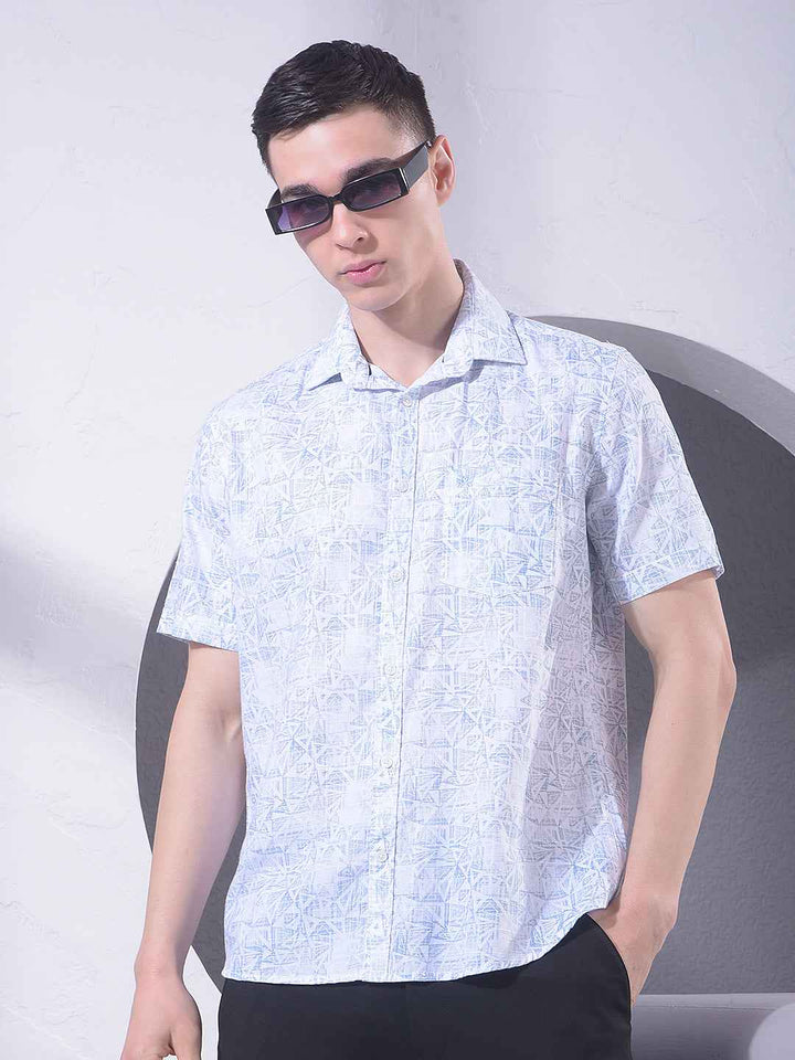 Sleek Blue Chic Printed Shirt