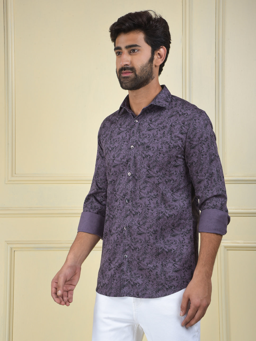 Purple Floral Print Shirt