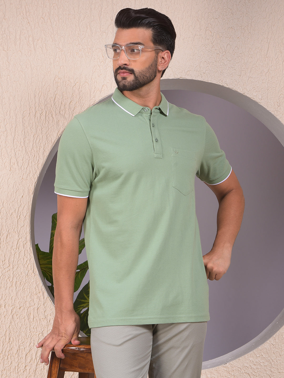 Green Polo Neck T-Shirt
