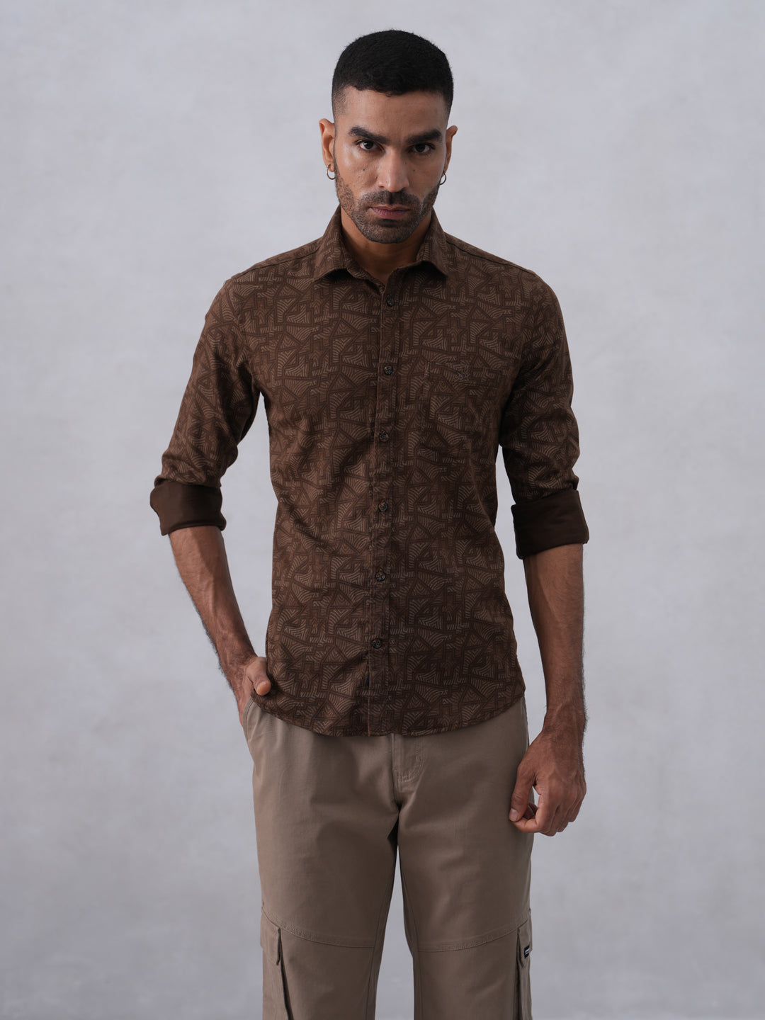 Rustic Brown Printed Shirt