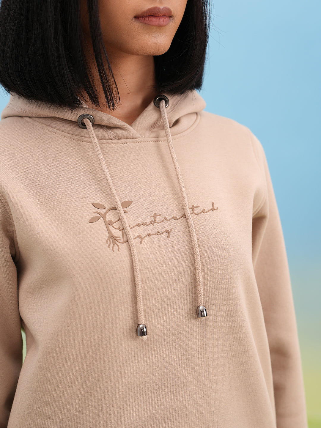 Beige Hooded Neck Sweatshirt