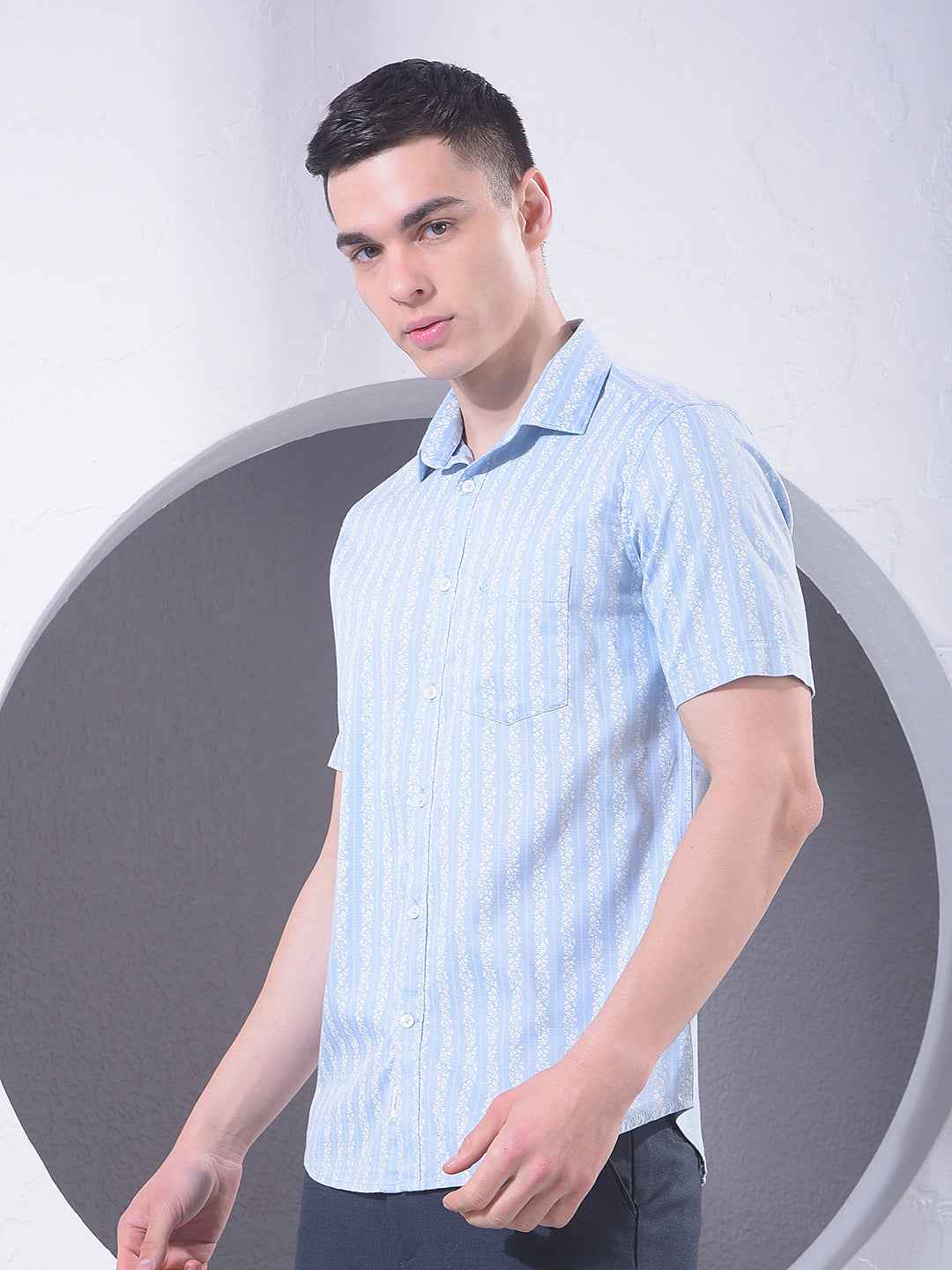 Blue Vertical Striped Shirt