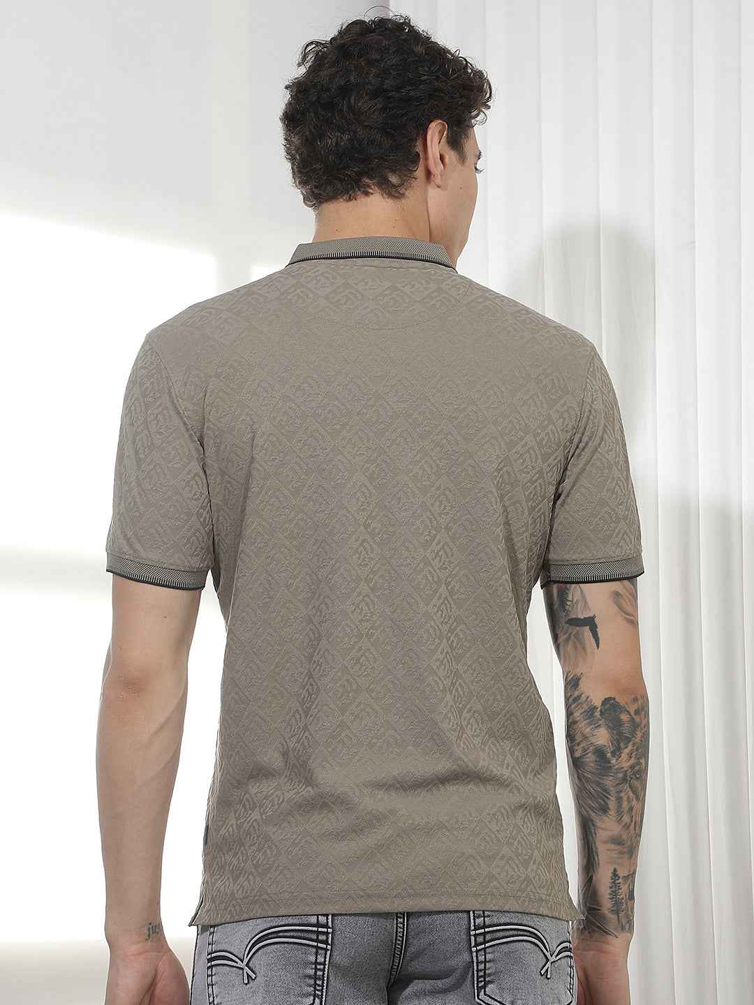 Olive Jacquard Polo T-Shirt