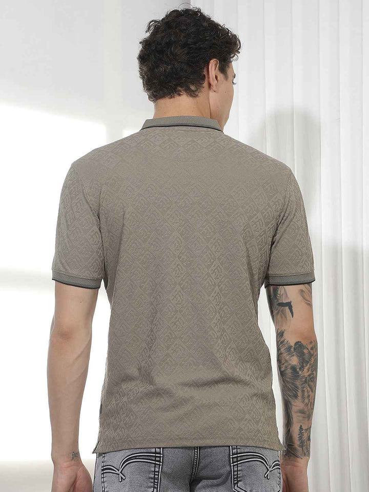 Olive Jacquard Polo T-Shirt