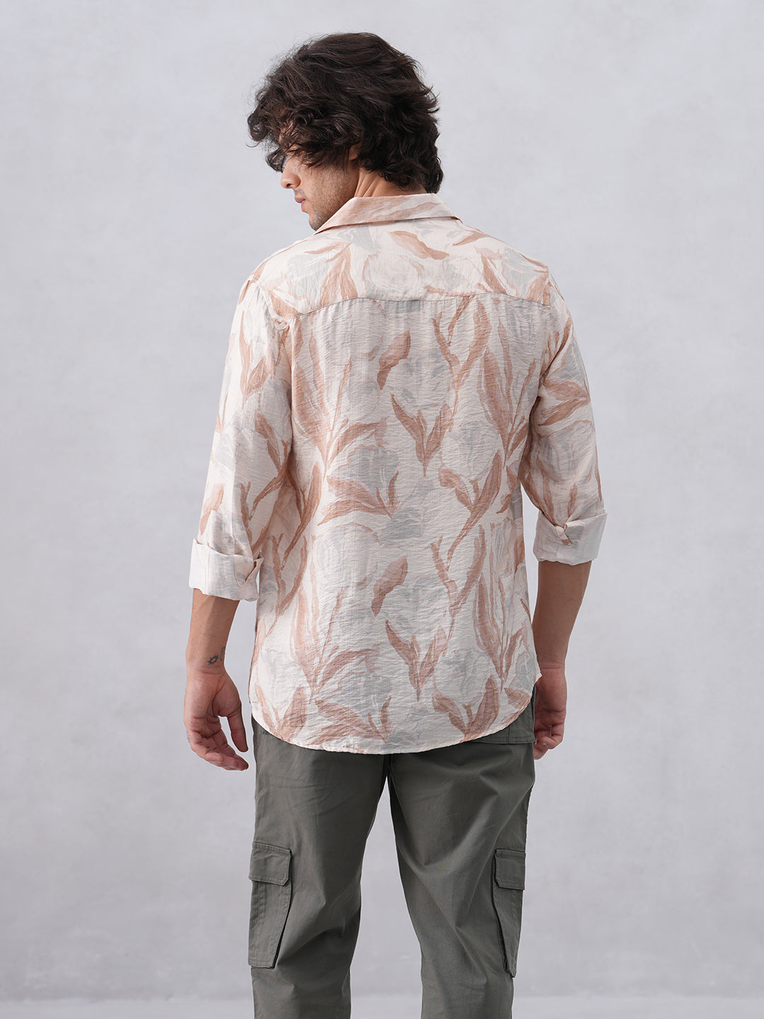 Peach Floral Print Shirt