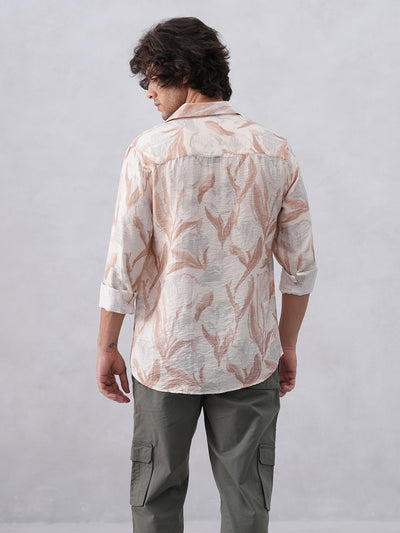 Peach Floral Print Shirt