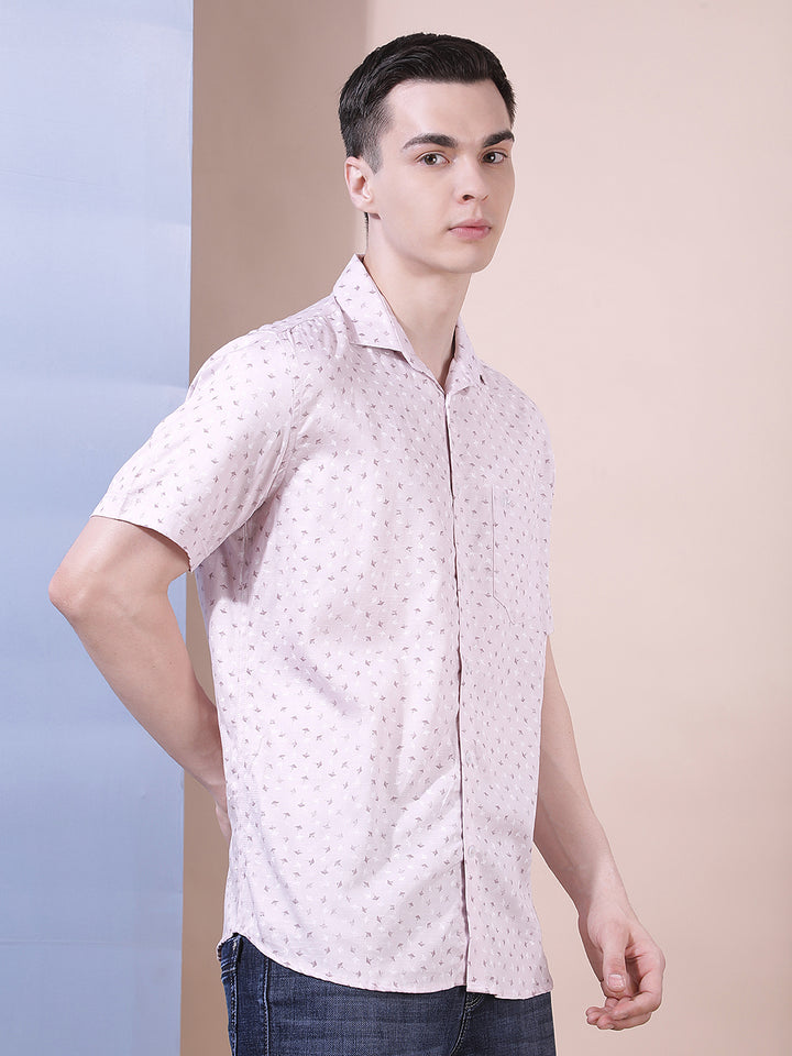 Tailored Coral Pink Printed Shirt