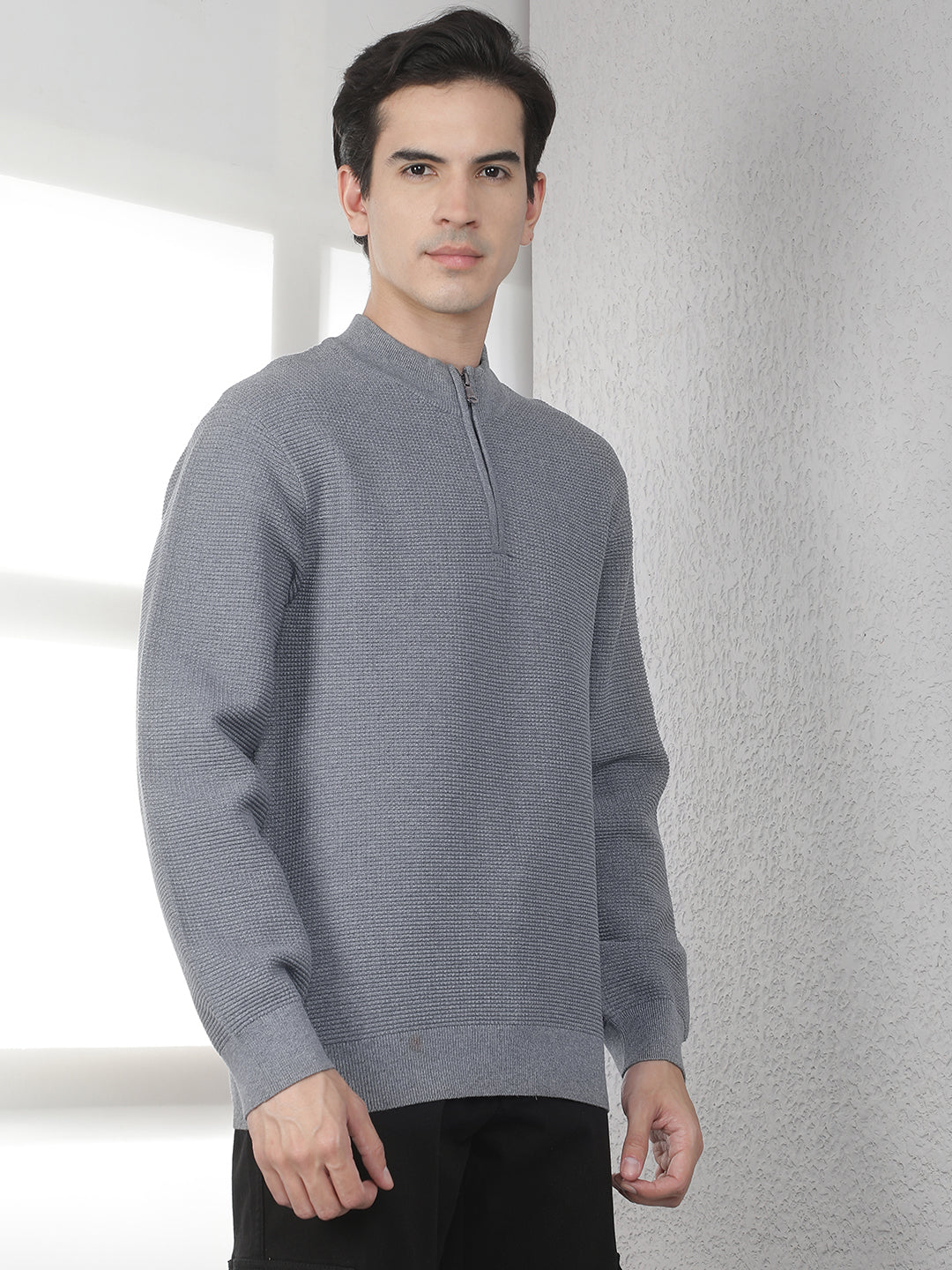 Grey Mock Neck Sweater