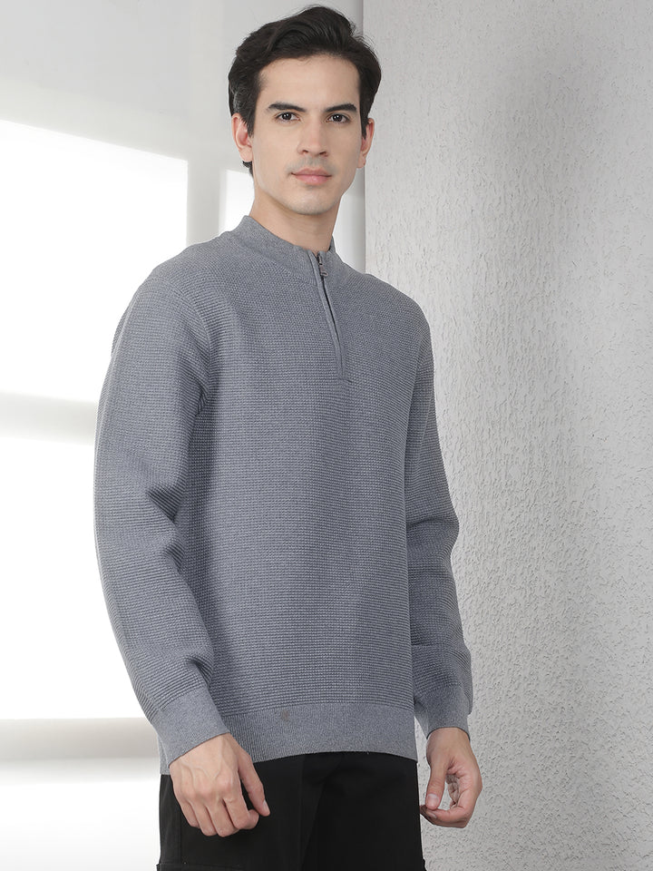 Grey Mock Neck Sweater