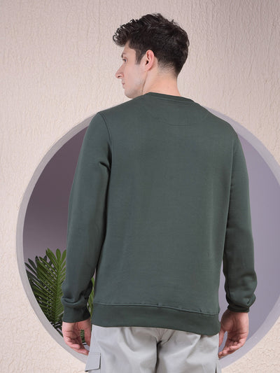 Classic Green Cotton Sweatshirt With Brand Logo