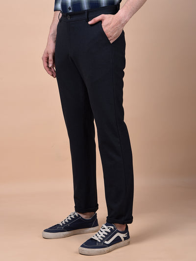 Sleek Silhouette Navy Blue Trousers