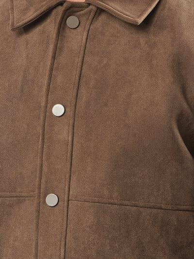 Stretch Fabric Brown Shacket