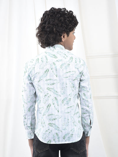 Green Floral Print 100% Cotton Shirt
