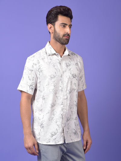 White Floral Print Shirt