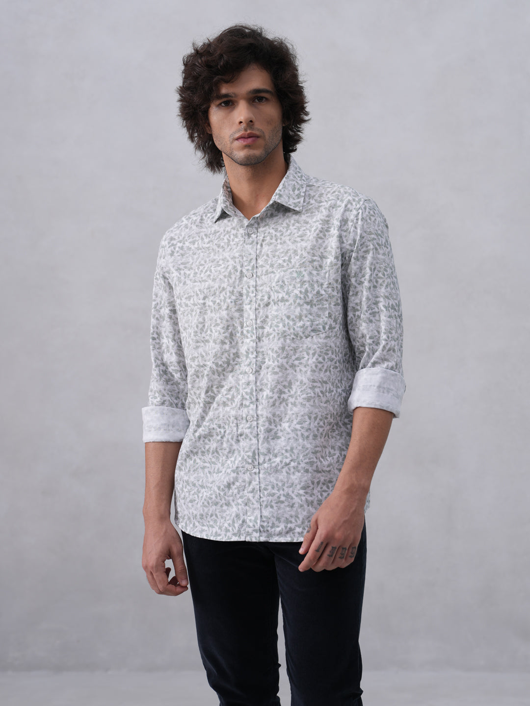 Pastel Green Printed Shirt