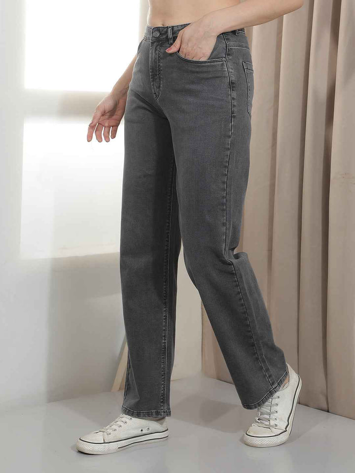 Sleek Grey Straight Jeans