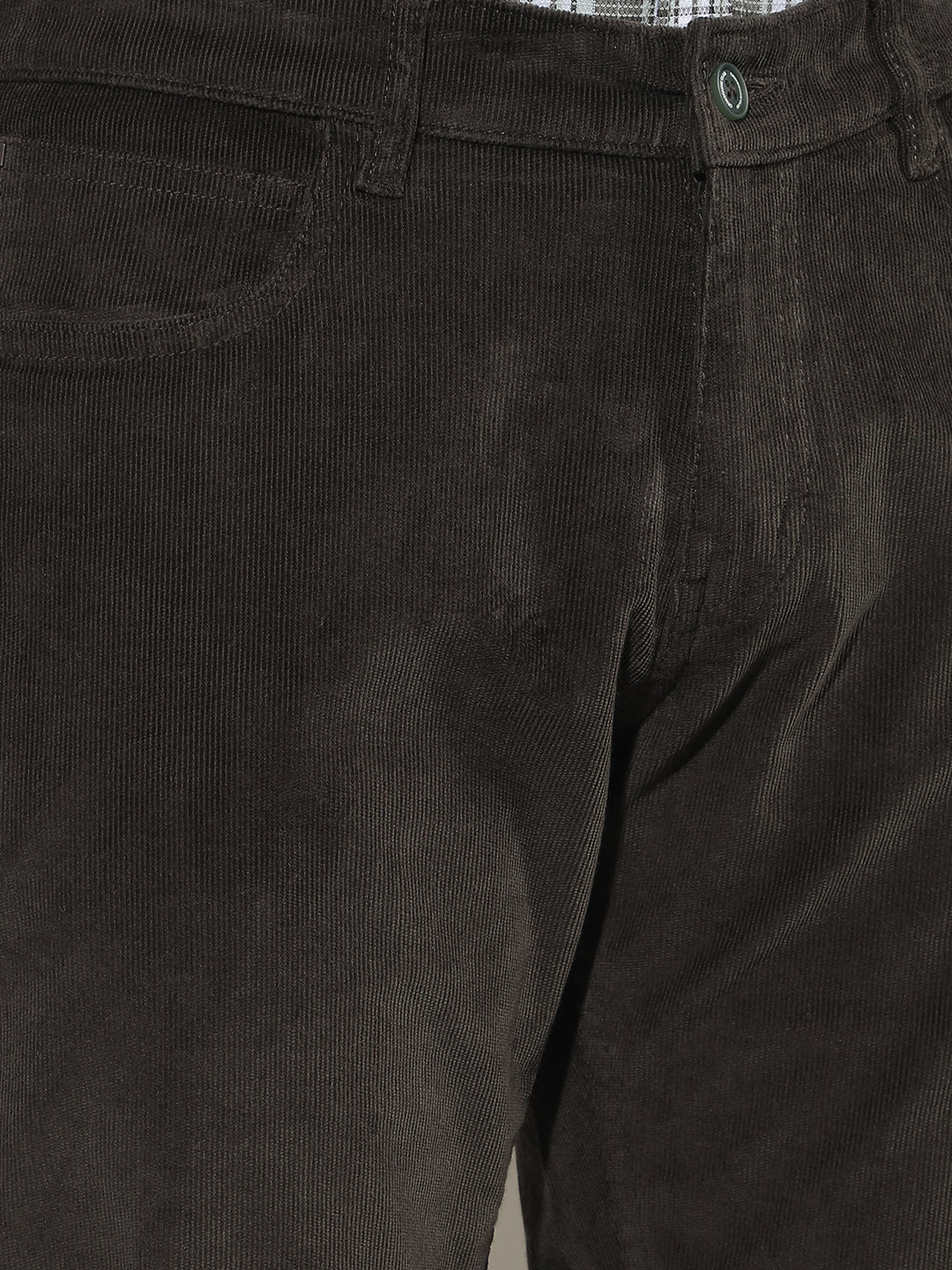 Structured Forest Olive Corduroy Trousers