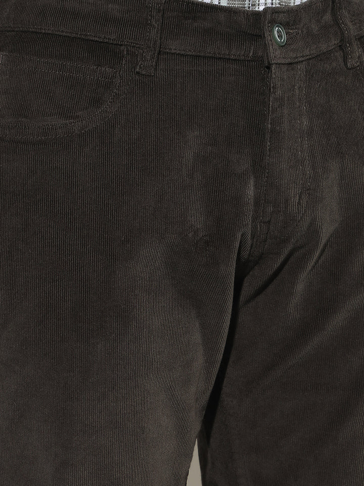 Structured Forest Olive Corduroy Trousers