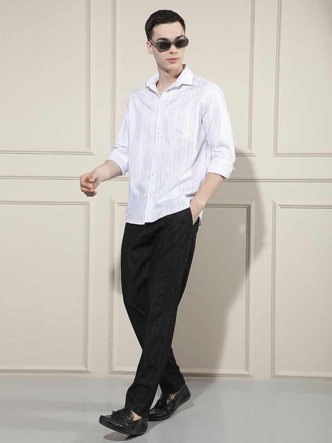 White Vertical Striped Shirt