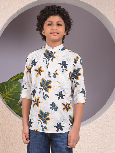 Brown Floral Print Kurta