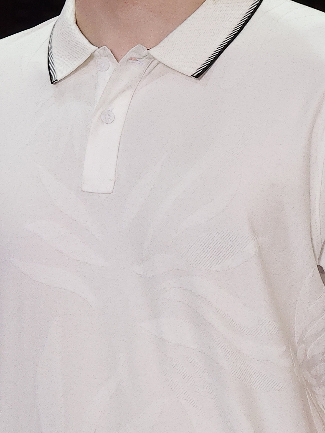 White Jacquard Polo Neck T-Shirt