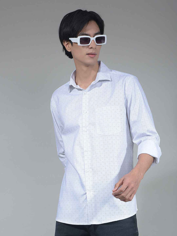 White Floral Print Shirt