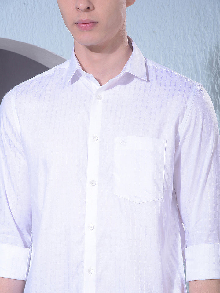 Elegant White Jacquard Shirt