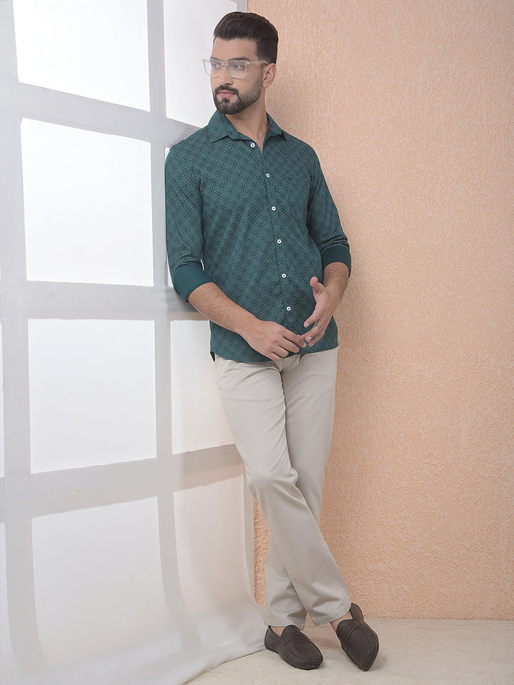 Deep Green Micro Print Shirt