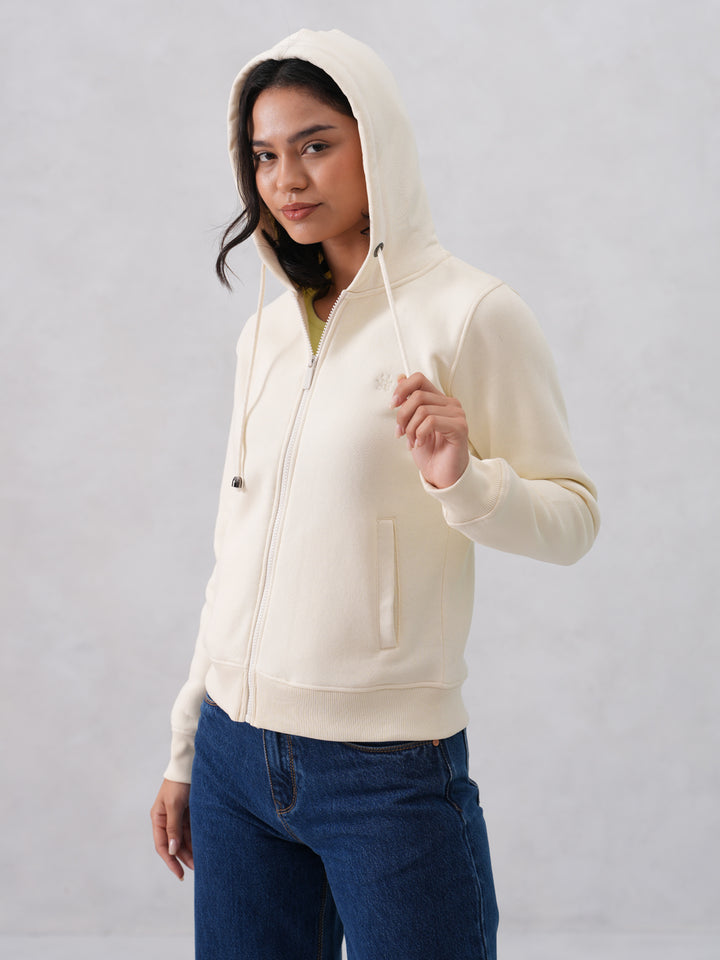 Cream Hooded Neck Sweatshirt