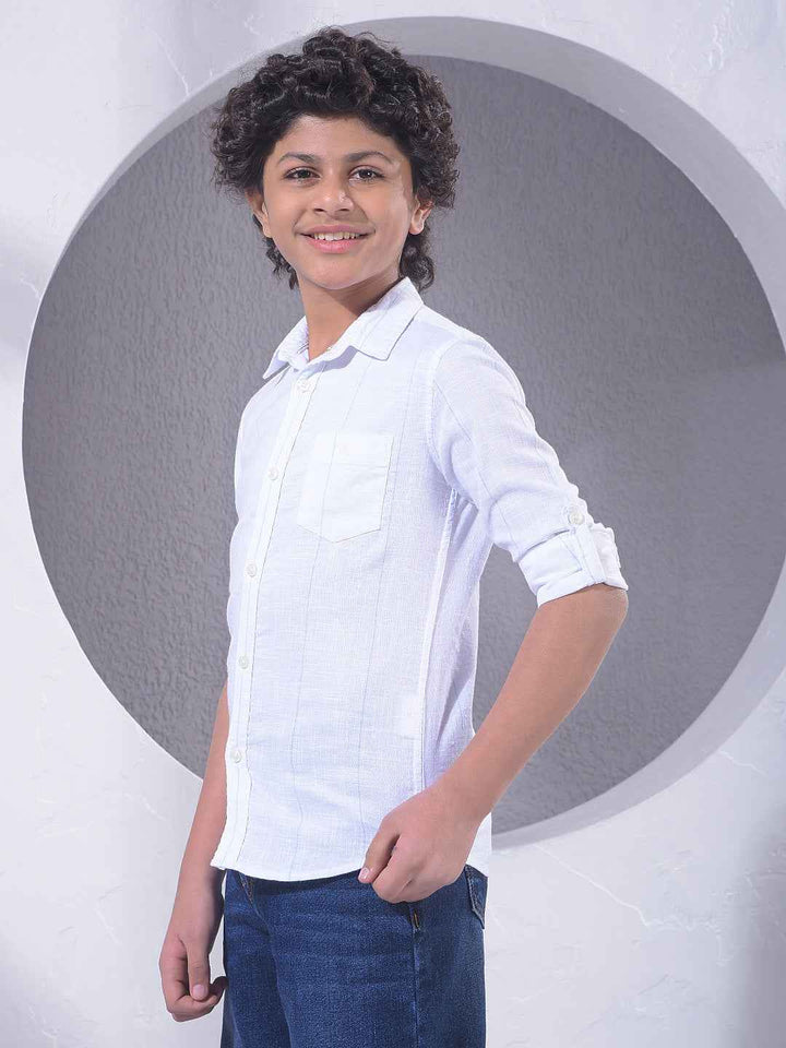 White Vertical Stripes 100% Cotton Shirt