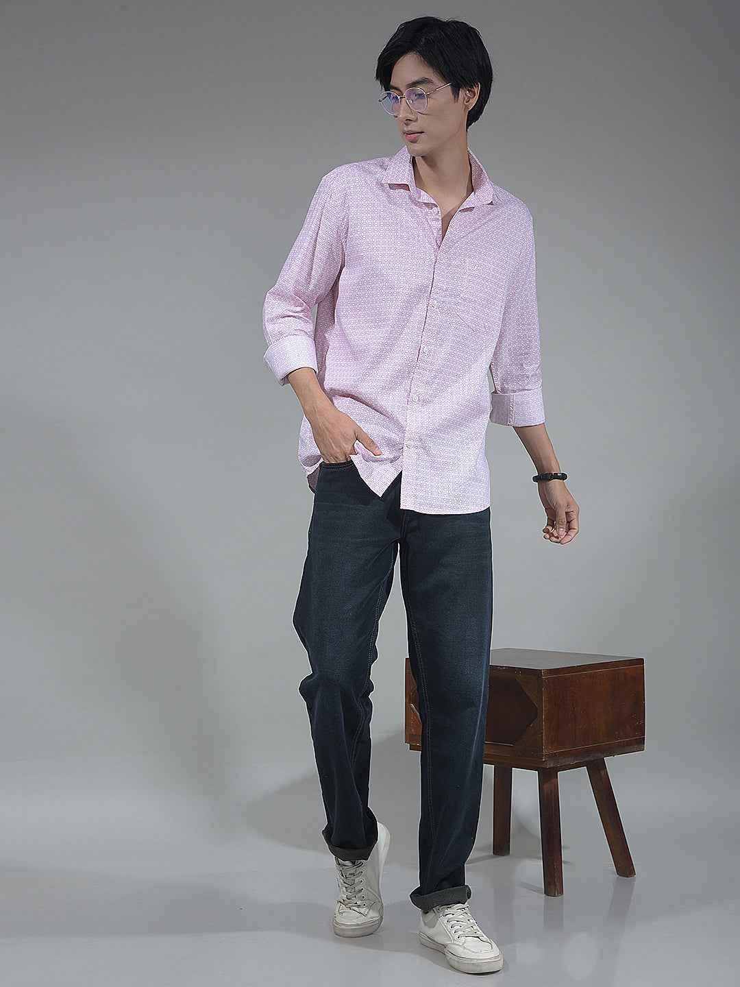 Pink Printed Modal Shirt