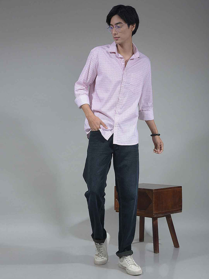 Pink Printed Modal Shirt