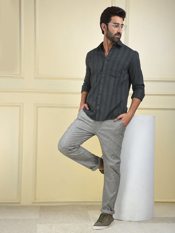 Green Vertical Stripes 100% Cotton Shirt