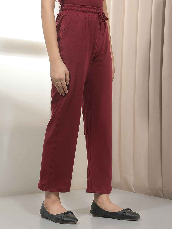 Maroon Embroidery Trackpants