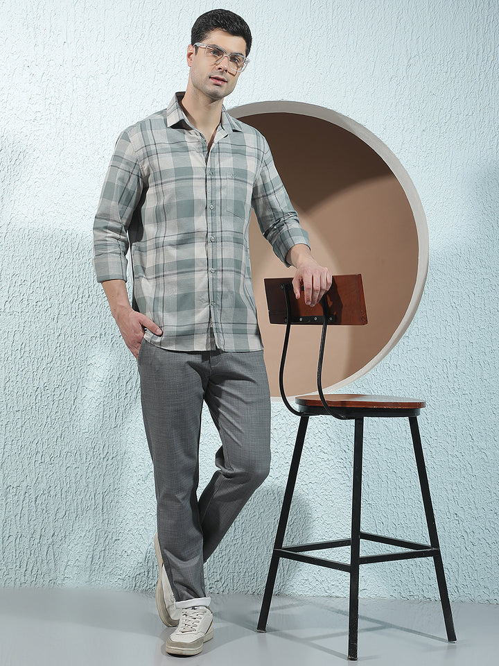 Green 100% Cotton Checked Shirt