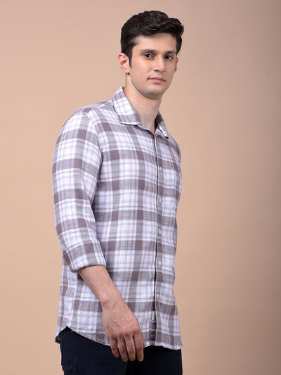 Purple Checked 100% Cotton Shirt