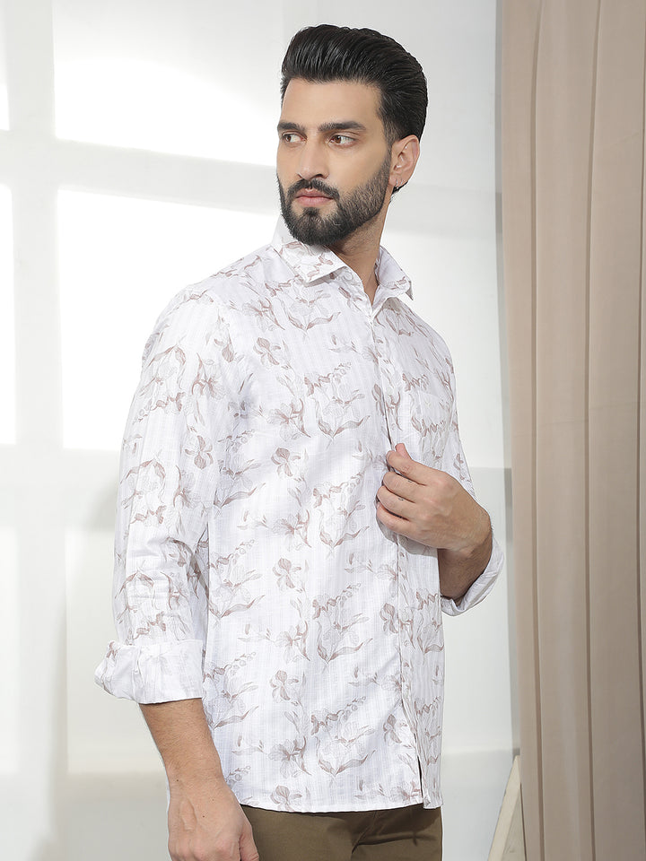 White Floral Print Shirt
