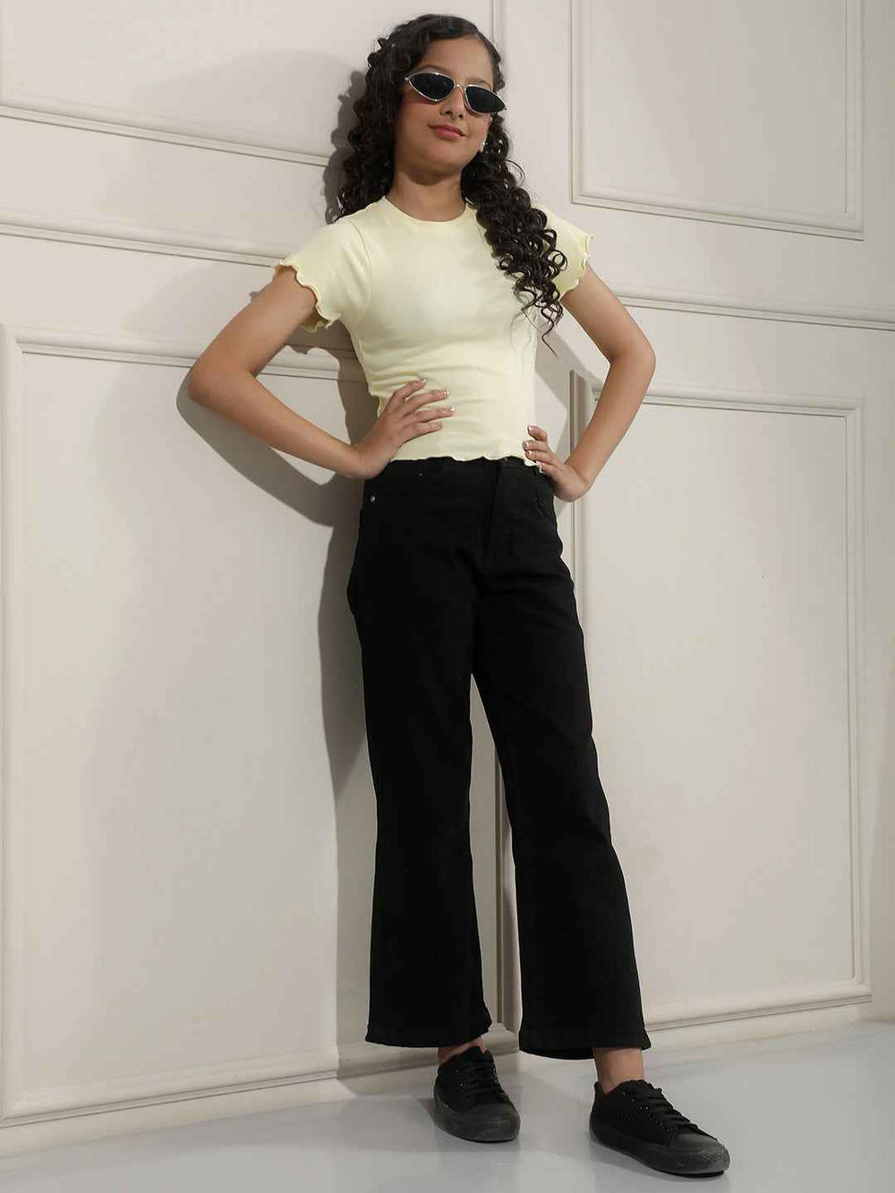 Yellow Modal Cropped T-Shirt