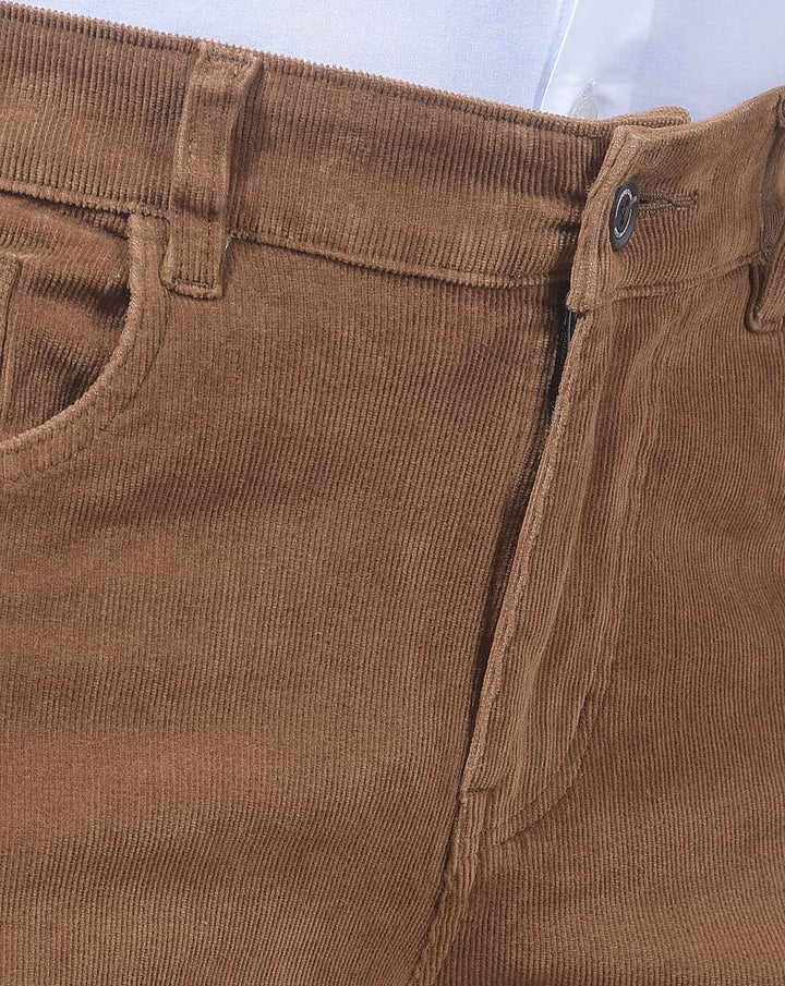 Rib Walnut Brown Corduroy Chinos Trousers