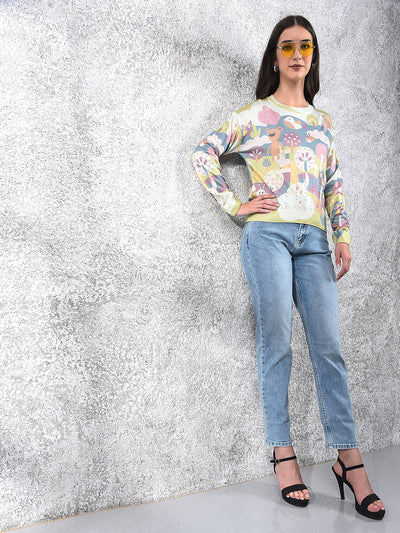 Multi-Color Graphic Print Sweater