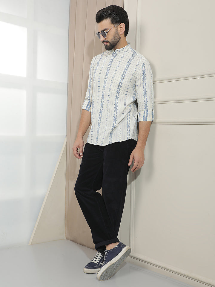 Navy Blue Straight Corduroy Trousers