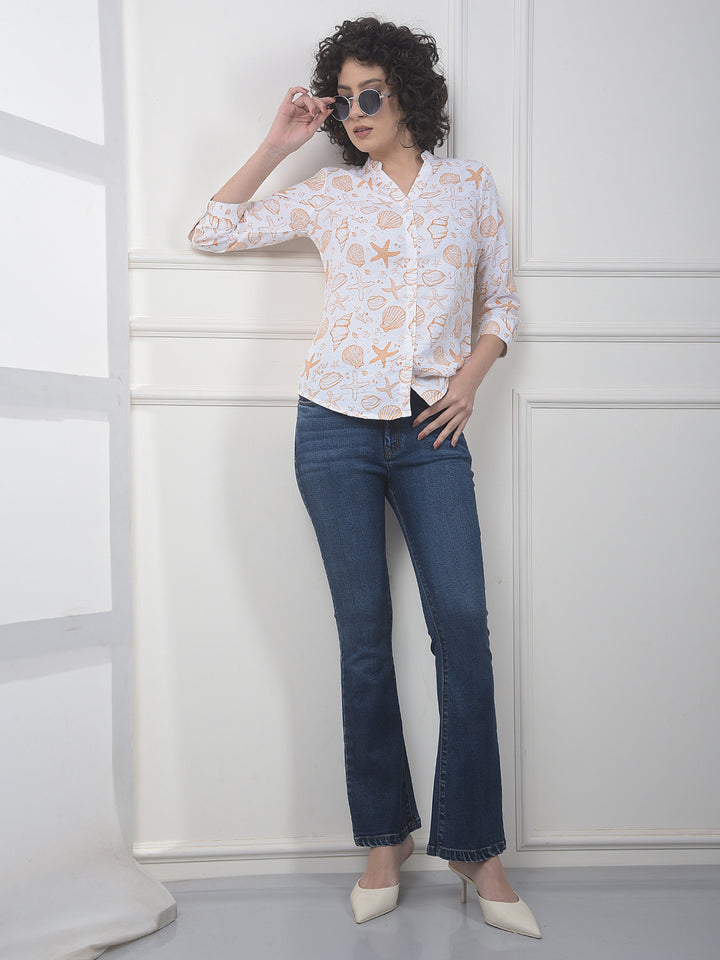 Peach Printed 100% Cotton Shirt