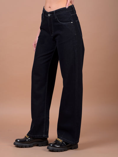 Black Wide Leg 100% Cotton Jeans