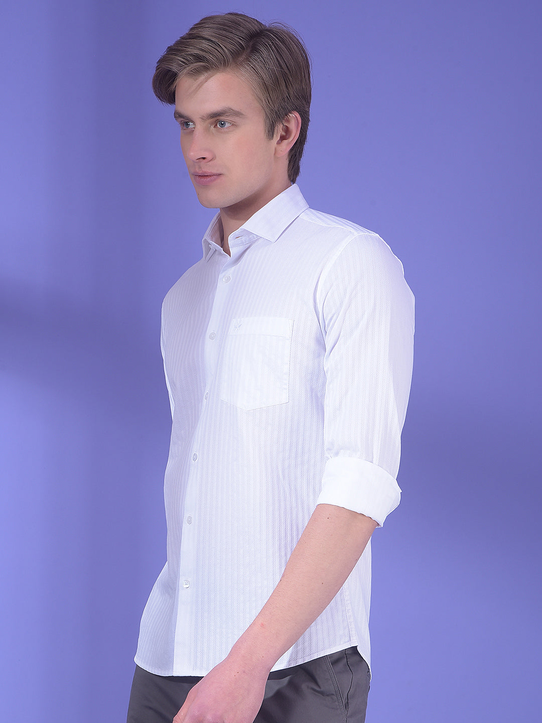 White Vertical Stripes 100% Cotton Shirt